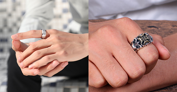 防刮的鋼材戒指也是熱門的戒指材質，適合男性配戴作為飾品！