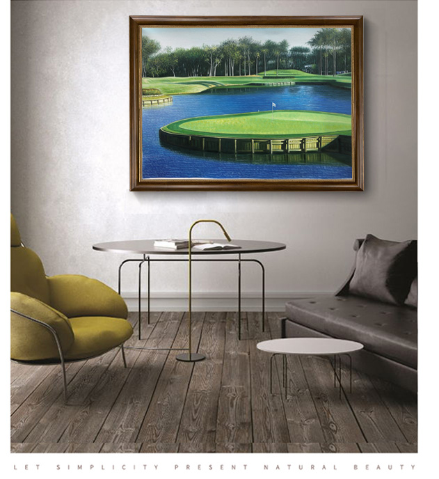 高爾夫球場油畫 三桿洞