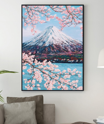富士山櫻花 | 手繪油畫