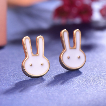 童趣卡通兔兔-無耳洞黏貼式耳環