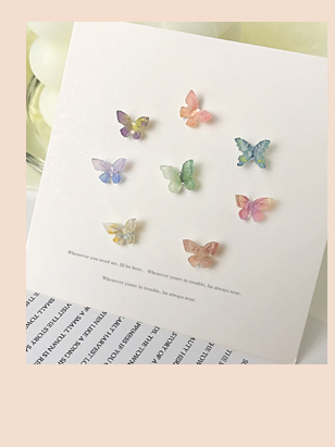 彩色立體蝴蝶10色-耳針無耳洞黏貼式耳環