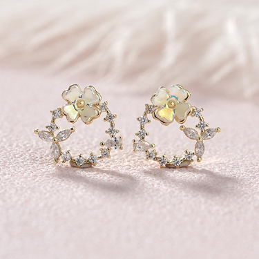 甜美花環-無耳洞黏貼式耳環