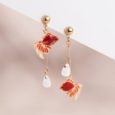 波光魚舞-無耳洞黏貼式耳環