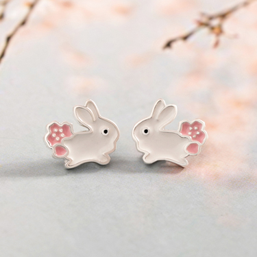 櫻花兔兔-無耳洞黏貼式耳環