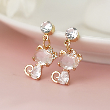 輕奢可愛貓咪-無耳洞黏貼式耳環