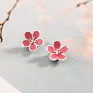 清新小粉花-無耳洞黏貼式耳環