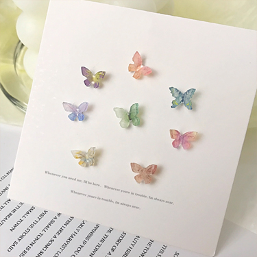 彩色立體蝴蝶10色-無耳洞黏貼式耳環