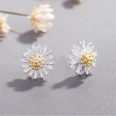 清新優雅小雛菊耳環-針式黏貼式