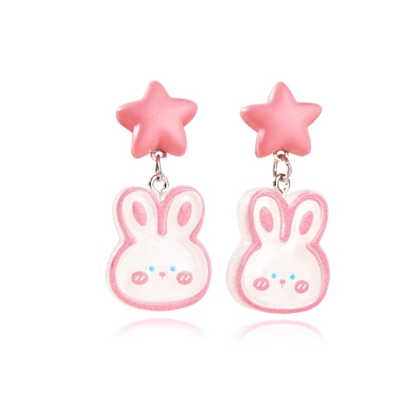 夢幻小兔-無耳洞黏貼式耳環
