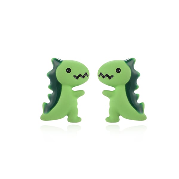 可愛卡通小恐龍-無耳洞黏貼式耳環