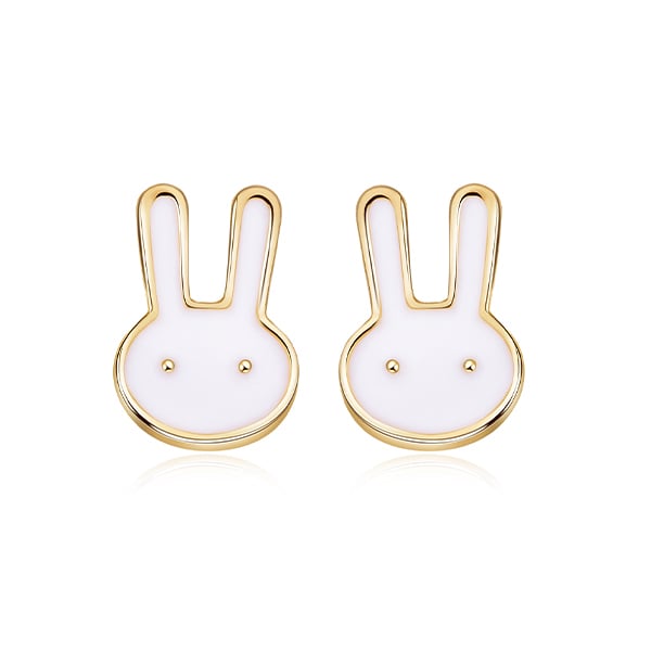 童趣卡通兔兔-無耳洞黏貼式耳環