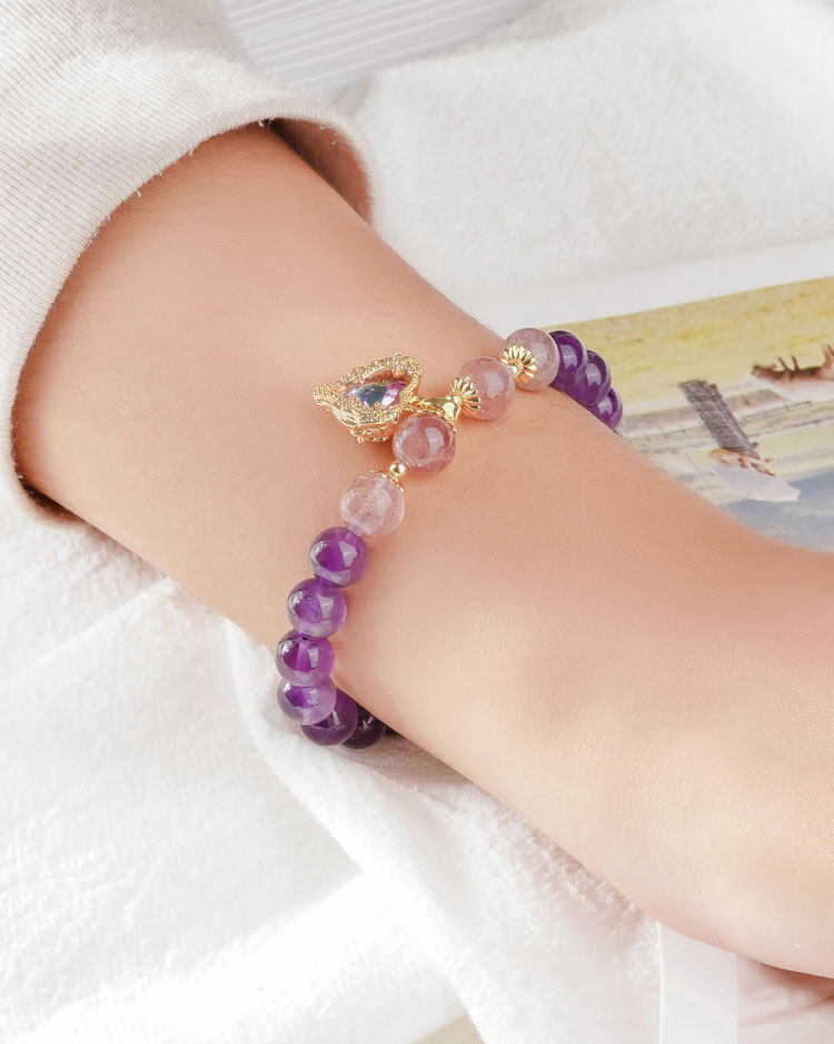 海洋之心絢麗紫水晶手鍊 模特兒展示