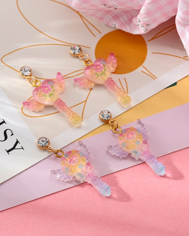 夢幻魔法神杖 無耳洞兒童黏貼式耳環 場景展示
