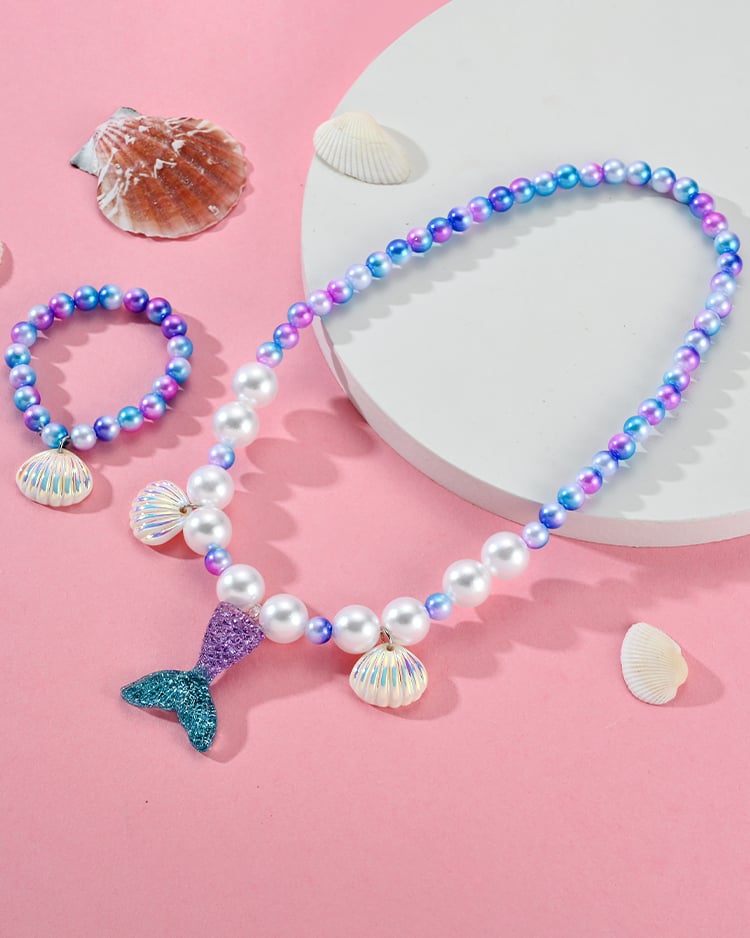 人魚公主繽紛珍珠項鍊手鍊飾品盒(2件組) 場景展示