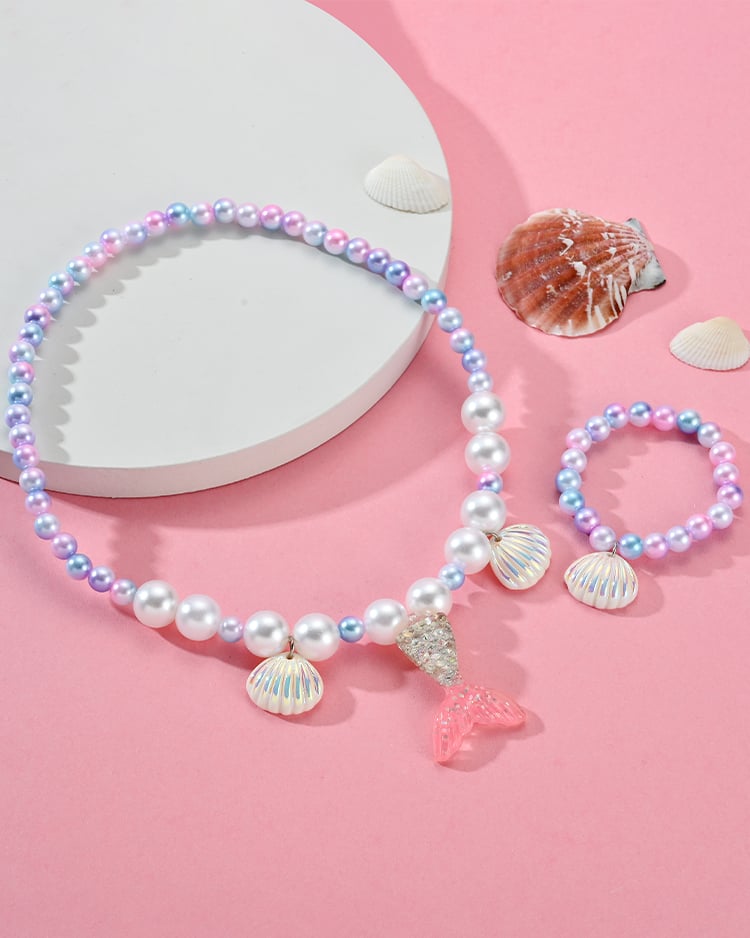 人魚公主繽紛珍珠項鍊手鍊飾品盒(2件組) 場景展示