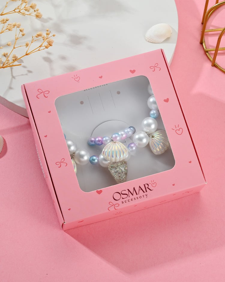 人魚公主繽紛珍珠項鍊手鍊飾品盒(2件組) 場景展示