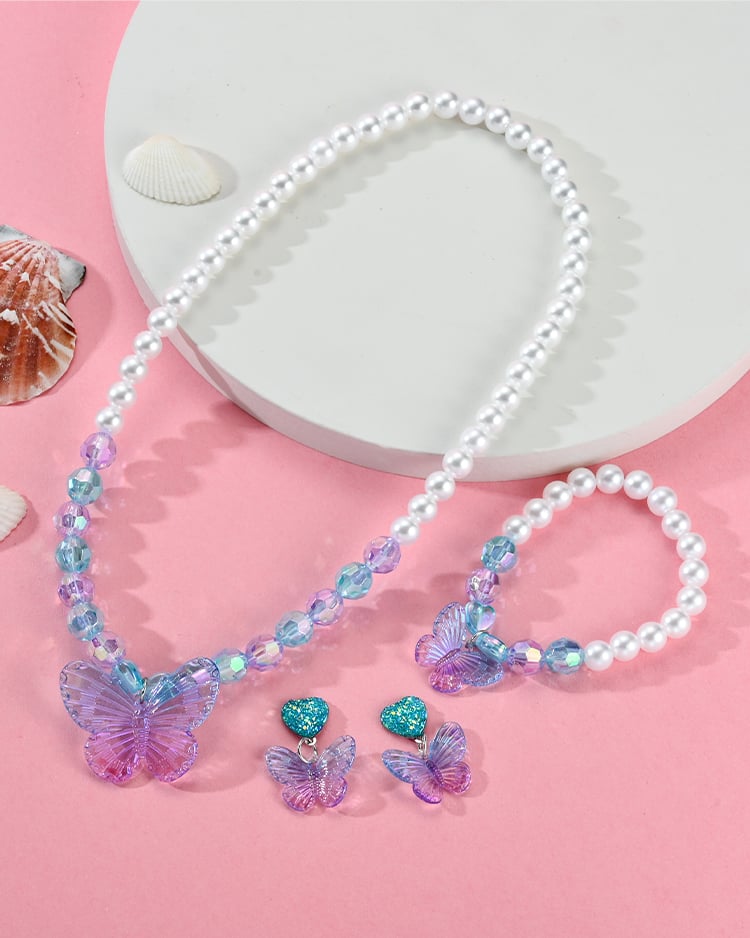 珍珠幻彩蝴蝶黏貼式耳環飾品盒 (4件組) 場景展示