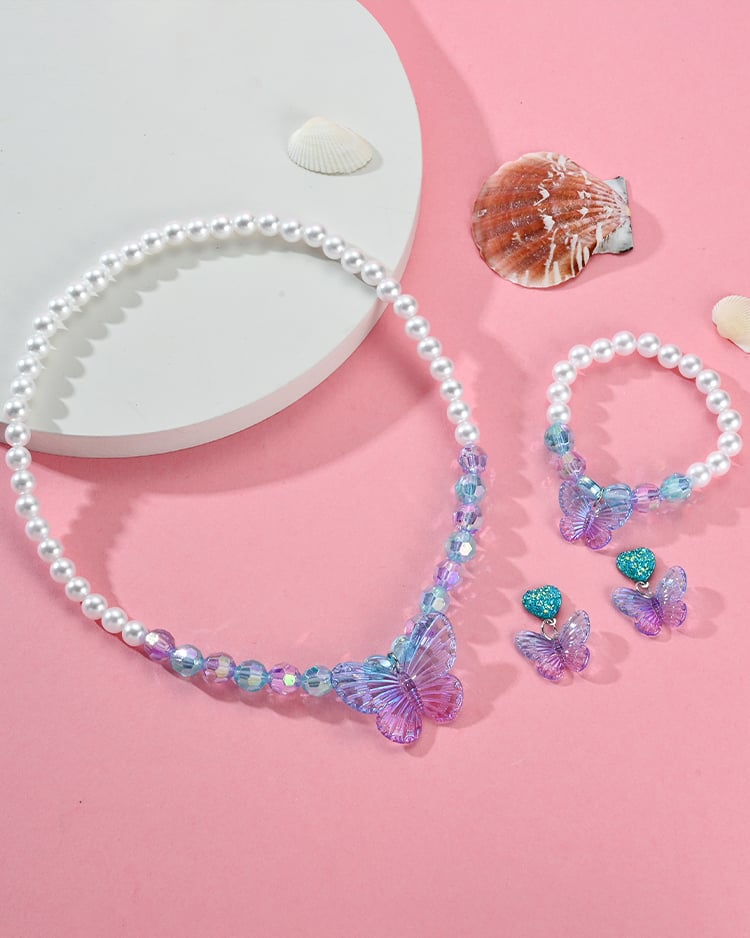 珍珠幻彩蝴蝶黏貼式耳環飾品盒 (4件組) 場景展示