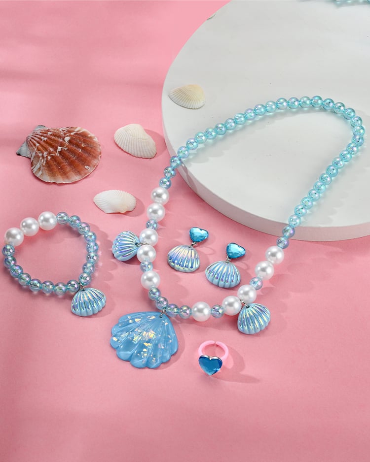 夢幻海洋貝殼黏貼式耳環飾品盒 (4件組) 場景展示