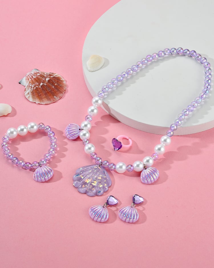 夢幻海洋貝殼黏貼式耳環飾品盒 (4件組) 場景展示