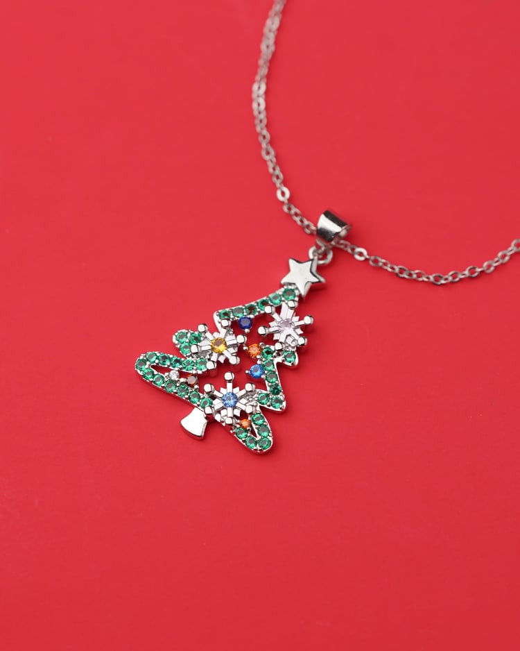 聖誕星亮聖誕樹磁扣項鍊 場景展示