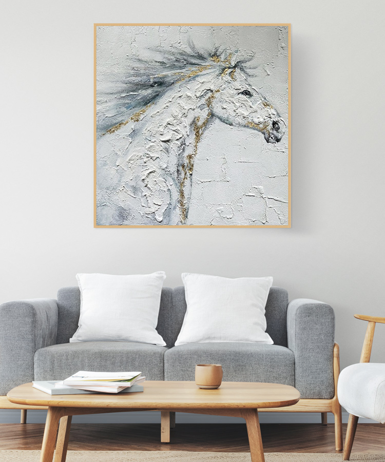 風中的白馬 | 手繪油畫 模特兒展示