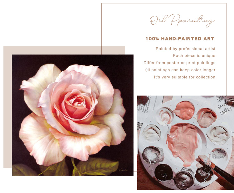 鄉村花卉粉色玫瑰 | 手繪油畫 場景展示