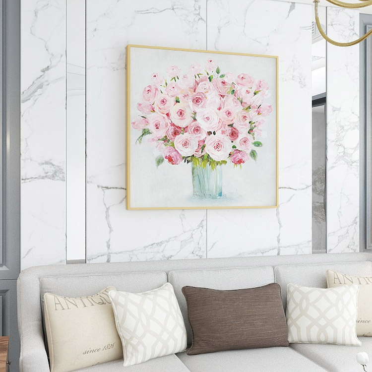 粉色玫瑰之花團錦簇| 手繪油畫 模特兒展示