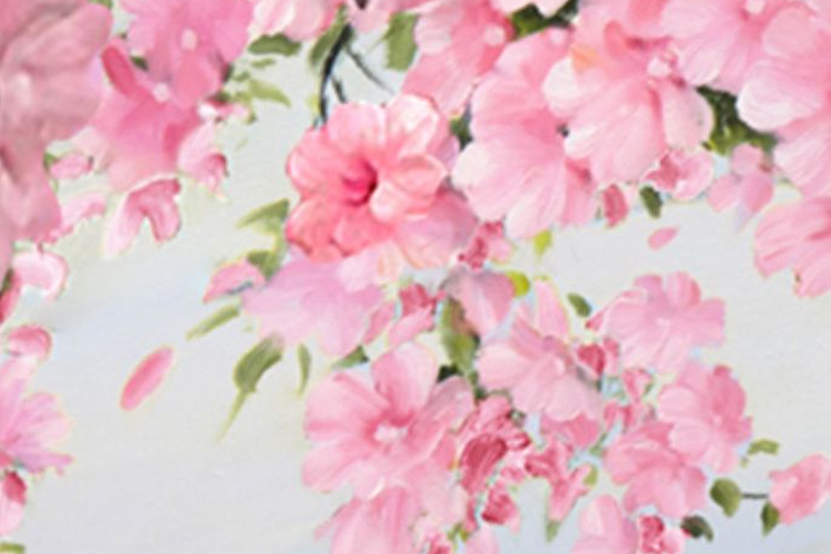 櫻花天鵝湖| 手繪油畫 場景展示