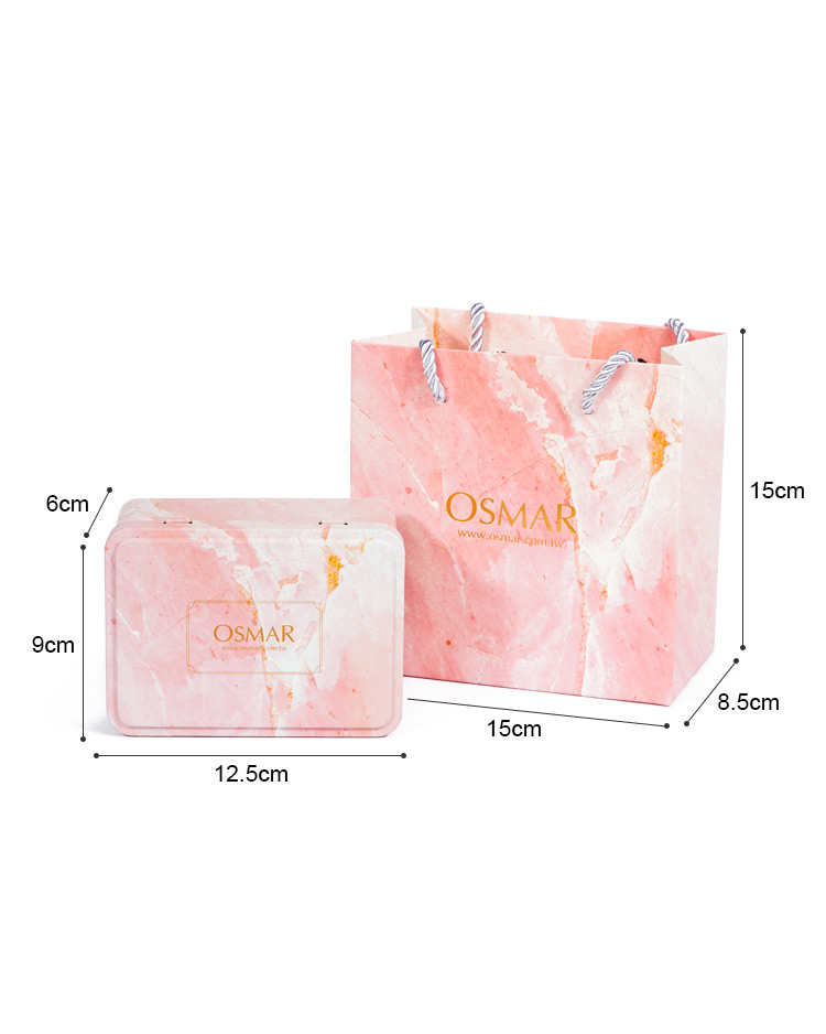 【加購：不單獨出貨】OSMAR獨家禮物盒組(鐵盒+提袋) 尺寸展示