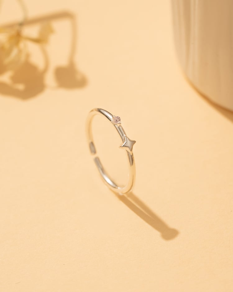 簡約星願開口戒指[純銀] 場景展示