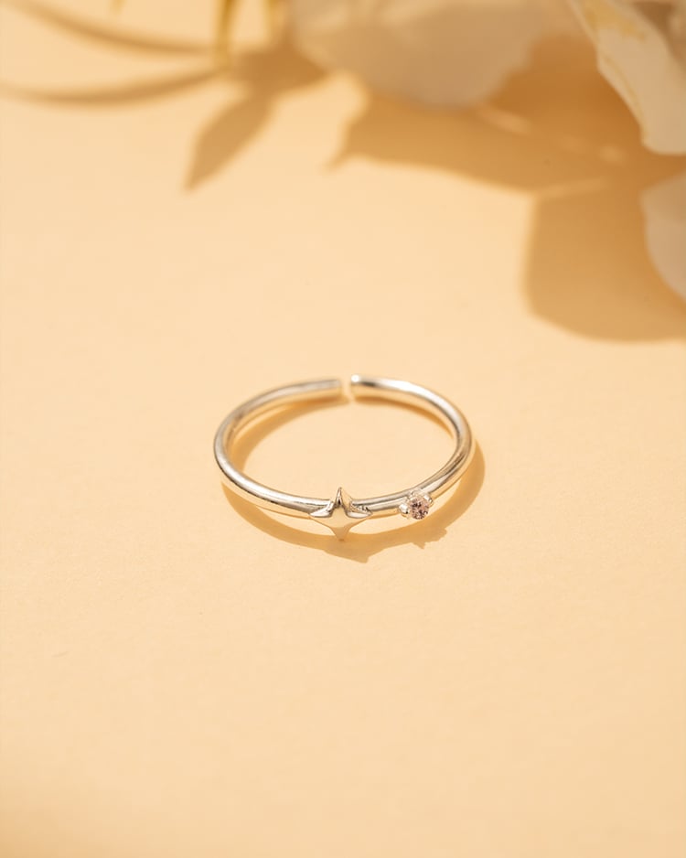 簡約星願開口戒指[純銀] 場景展示