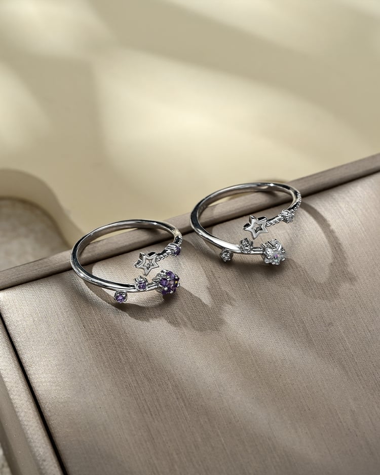 紫星點綴開口戒指[純銀] 場景展示