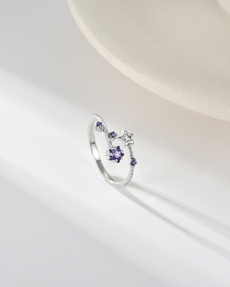紫星點綴開口戒指[純銀] 場景展示