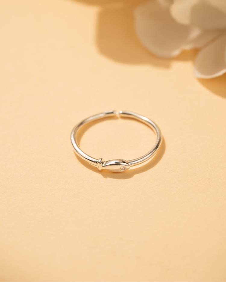 簡約小魚開口戒指[純銀] 場景展示