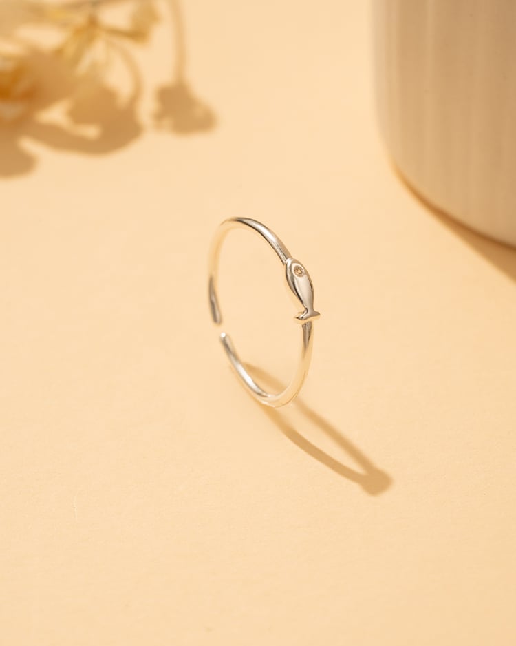 簡約小魚開口戒指[純銀] 場景展示
