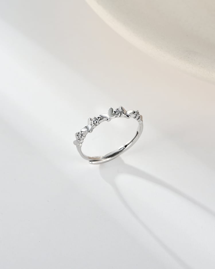 蝶舞紛飛開口戒指[純銀] 場景展示