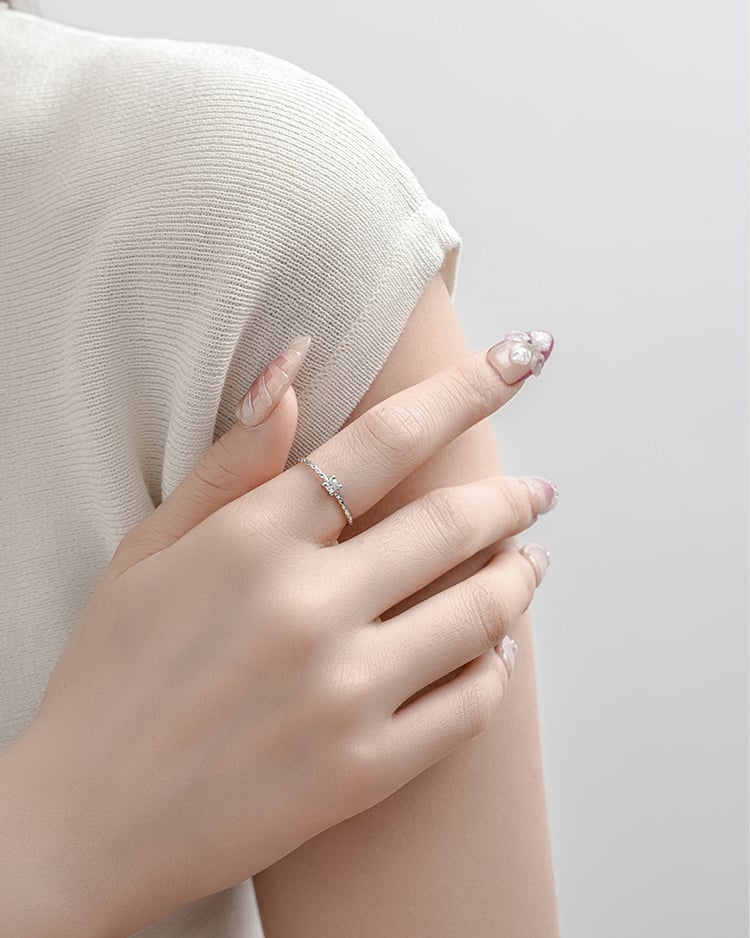 星光誓約開口戒指[純銀] 模特兒展示
