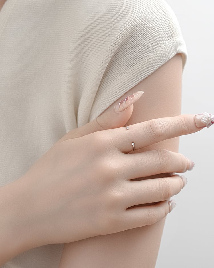 雙星相遇開口戒指[純銀] 模特兒展示