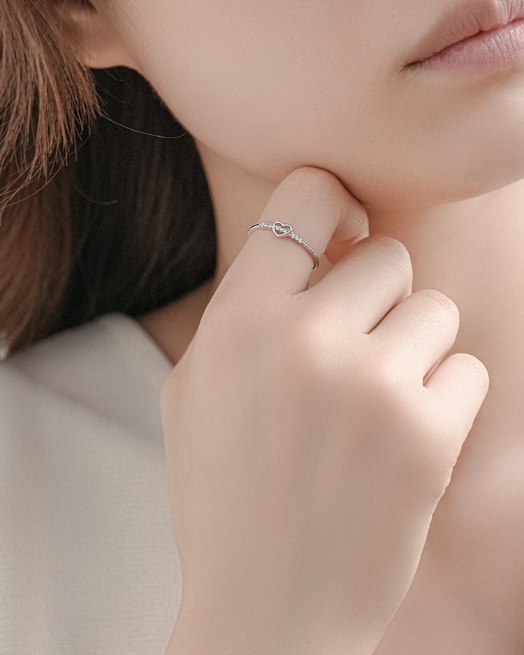 初戀的滋味開口戒指[純銀] 模特兒展示