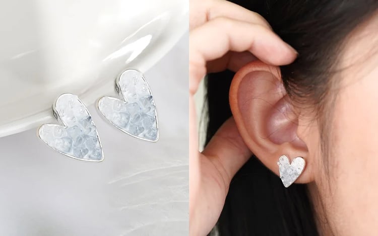 冰雪奇緣 無耳洞黏貼式耳環 場景展示+模特展示