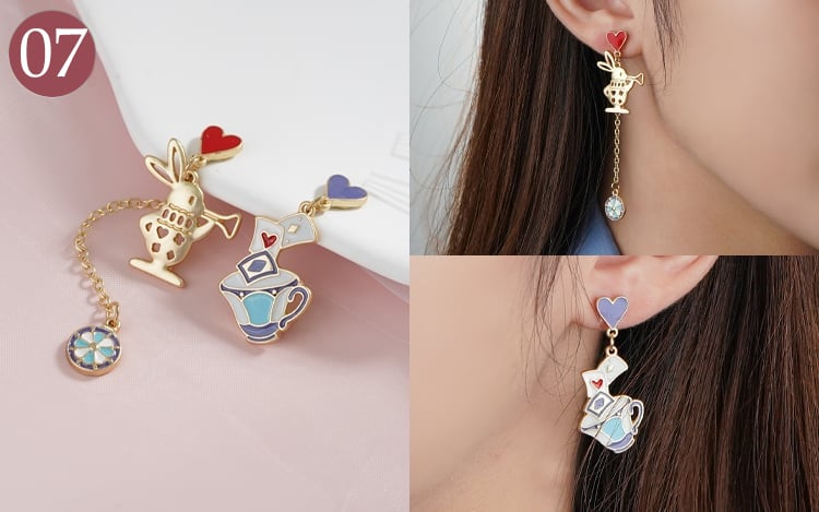 期間限定 撲克牌系列 耳針/無耳洞黏貼式耳環 場景展示+模特展示