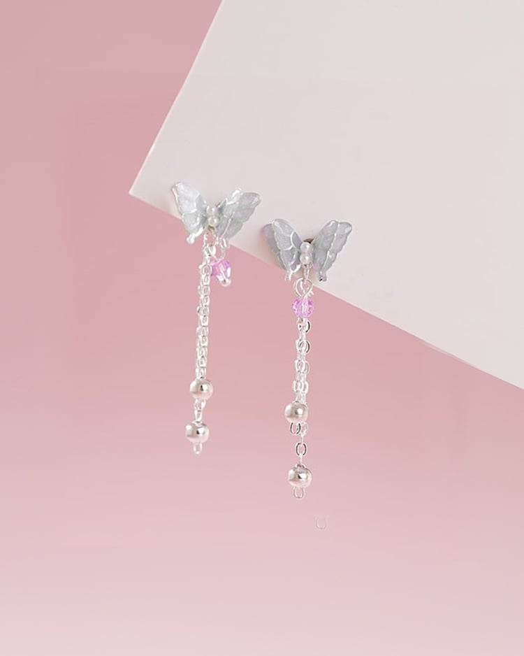 紫翼輕飄 耳針/無耳洞黏貼式耳環 場景展示