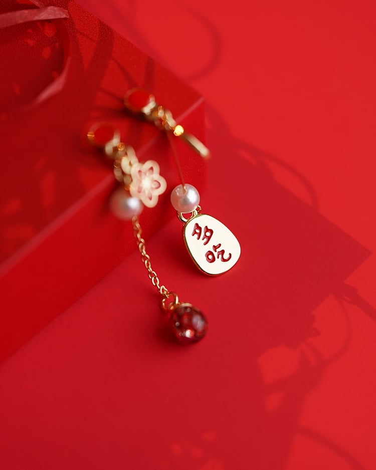 能吃是福新年 耳針/無耳洞黏貼式耳環 場景展示