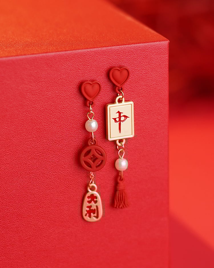 大吉大利喜運新年 耳針/無耳洞黏貼式耳環 場景展示