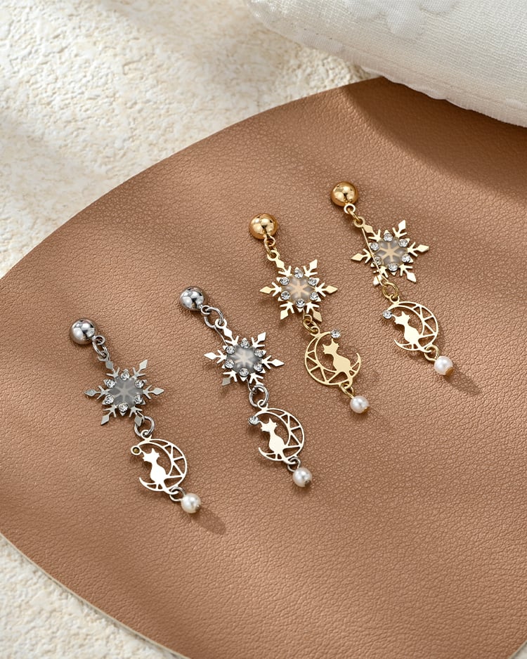 星月貓影 耳針/無耳洞黏貼式耳環 場景展示