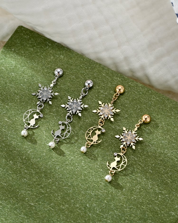 星月貓影 耳針/無耳洞黏貼式耳環 場景展示