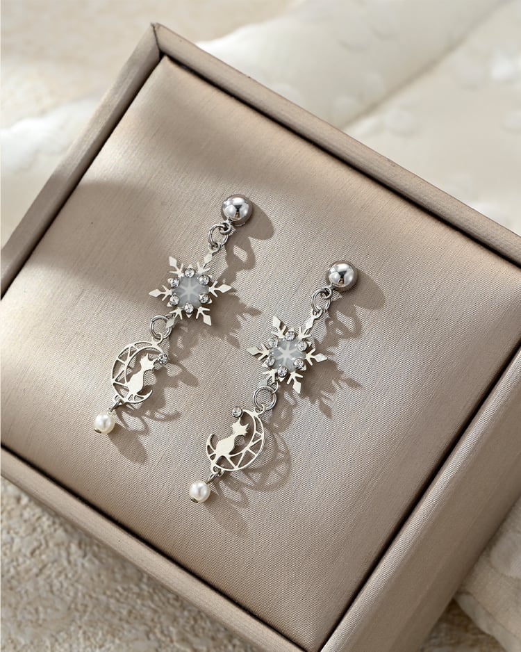 星月貓影 耳針/無耳洞黏貼式耳環 場景展示