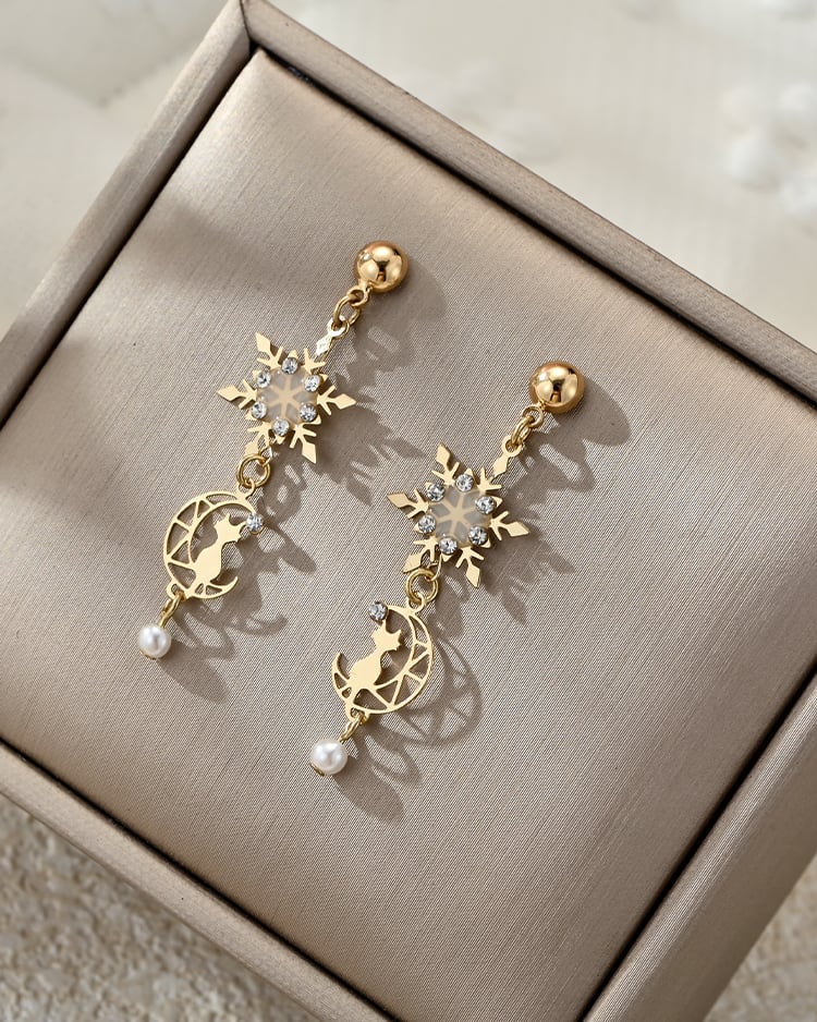 星月貓影 耳針/無耳洞黏貼式耳環 場景展示