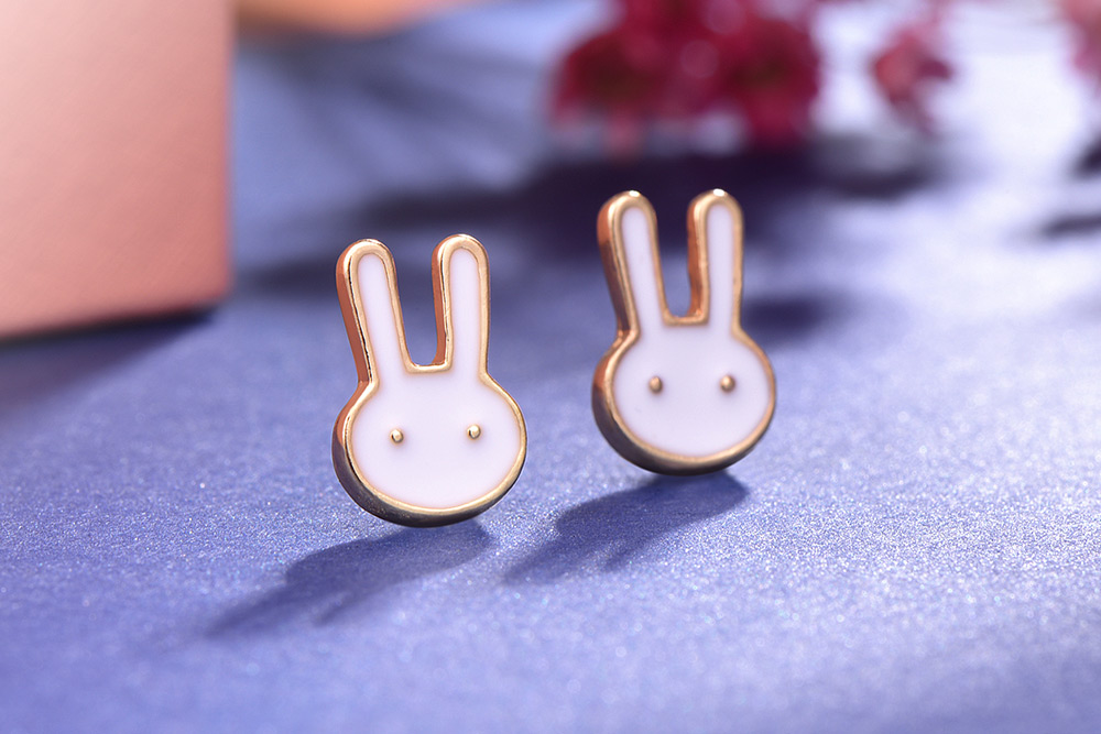 童趣卡通兔兔黏式耳环
